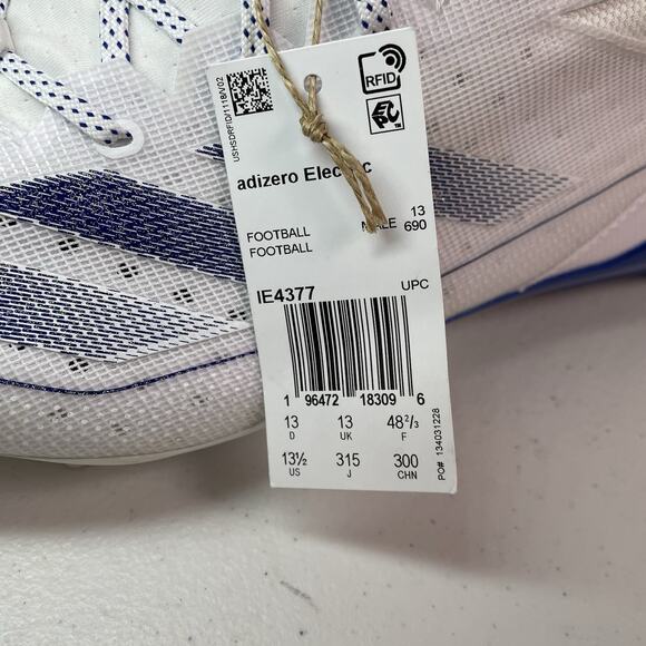 Adidas Mens Size 13.5 Football Cleats Low Adizero Electric IE4377 White Blue - Picture 3 of 9